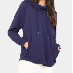 New Peace Love World Alina French Terry Cowl Neck Sweatshirt Nightshadow Size 4X